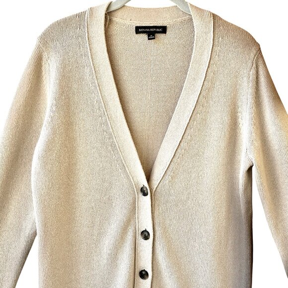 Banana Republic Sweater V-Neck Button Down Cardigan Cotton + Hemp  Medium - Picture 7 of 15